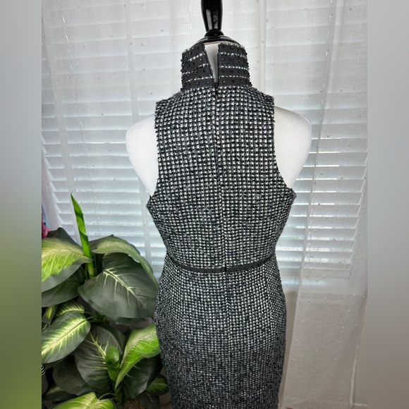 Karl Lagerfeld Impulse Black Tweed High Collar Sheath Dress Classic Size 2 - Picture 7 of 12
